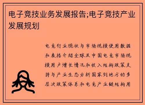 电子竞技业务发展报告;电子竞技产业发展规划